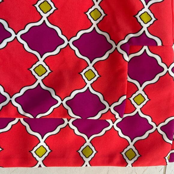 Jude Connally Jude Cloth Collared V-Neck Geometric Dress Coral Purple Size S - Picture 9 of 11